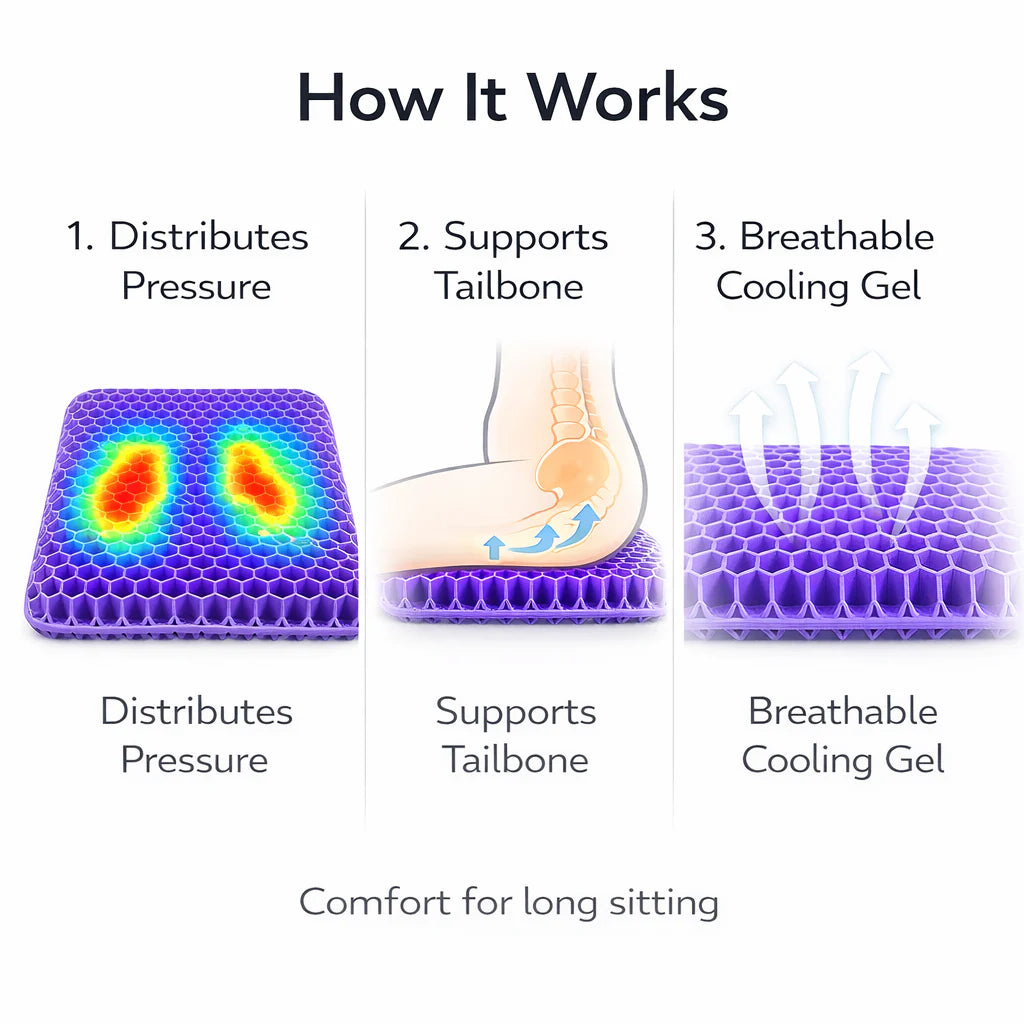 HexaComfort Gel Seat Cushion